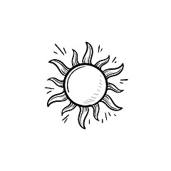 Image showing Sun hand drawn outline doodle icon.