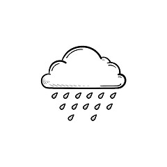 Image showing Rain cloud hand drawn outline doodle icon.