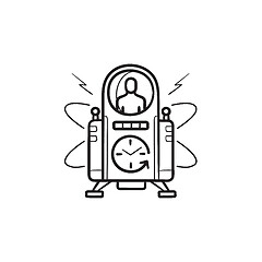 Image showing Time machine hand drawn outline doodle icon.