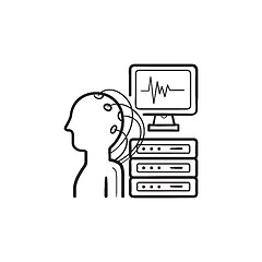 Image showing Brain analysis hand drawn outline doodle icon.