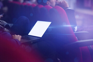 Image showing business people hands using laptop computer