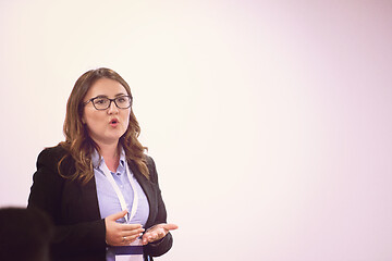 Image showing businesswoman giving presentations at conference room