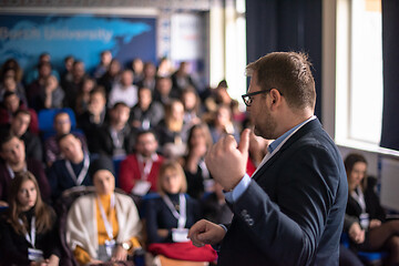 Image showing businessman giving presentations at conference room