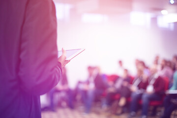 Image showing businessman giving presentations at conference room