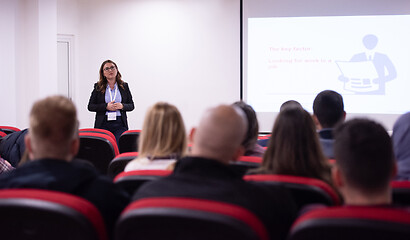 Image showing businesswoman giving presentations at conference room