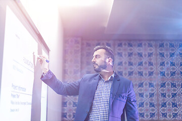 Image showing businessman giving presentations at conference room