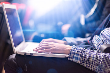 Image showing business people hands using laptop computer