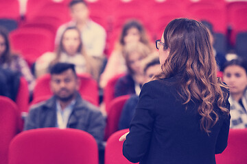 Image showing businesswoman giving presentations at conference room