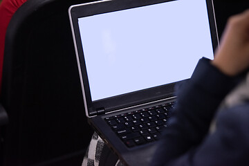 Image showing business people hands using laptop computer