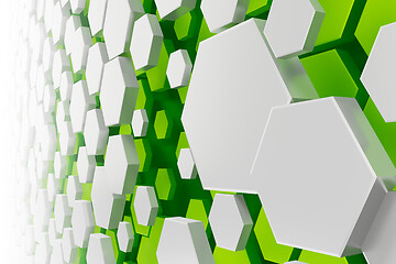 Image showing white and green hexagon background