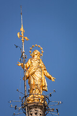 Image showing golden Madonna statue at Cathedral Milan Italy