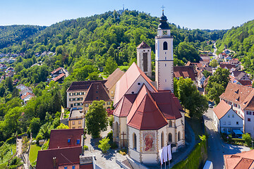 Image showing aerial view of the church of Horb south Germany