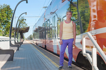 Image showing Man on the background of the train