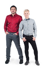 Image showing Two young men in shirts isolated on white