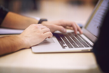 Image showing business people hands using laptop computer