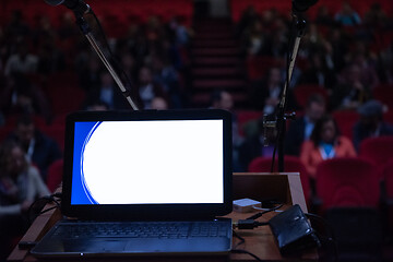 Image showing laptop computer at podium