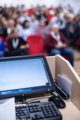 Image showing laptop computer at podium