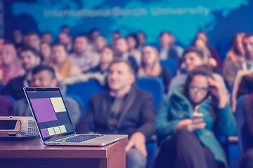 Image showing laptop computer at podium