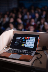 Image showing laptop computer at podium