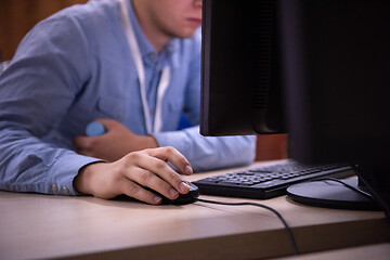 Image showing businessman working using a computer in startup office