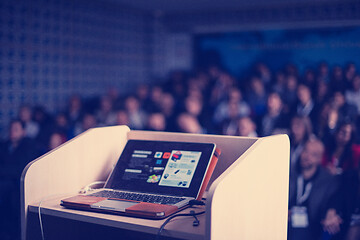 Image showing laptop computer at podium