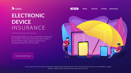 Image showing Electronic device insurance concept landing page.