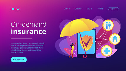 Image showing On-demand insurance concept landing page.