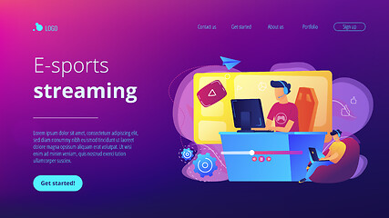 Image showing E-sport game streaming concept landing page.
