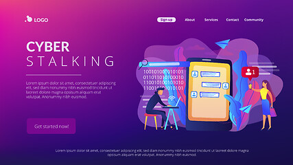 Image showing Cyberstalking concept landing page.