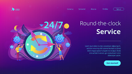 Image showing 24 7 service concept landing page.