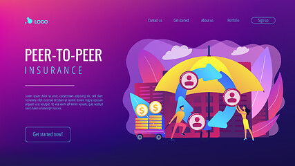 Image showing Peer-to-Peer insurance concept landing page.