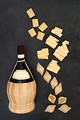 Image showing Traditional Italian Red Wine and Pasta