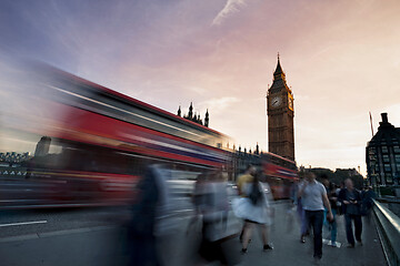 Image showing Traffic on Westminster Bridge with Big Ben in background