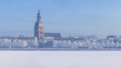 Image showing Winter skyline of Latvian capital Riga Old town