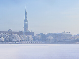 Image showing Winter skyline of Latvian capital Riga Old town