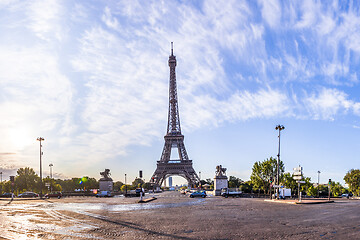 Image showing The Eiffel Tower seen from Pont d\'Iena in Paris, France.