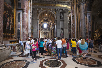 Image showing Crowd of tourists Indoor St. Peter\'s Basilica, Rome, Italy