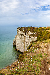 Image showing View of natural chalk cliffs of Etretat