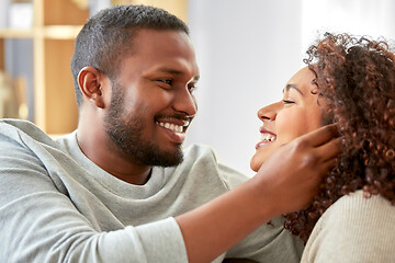 Image showing happy african american couple at home