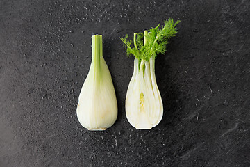 Image showing fennel on table on slate stone background