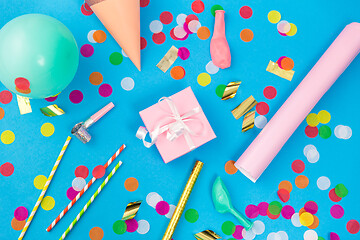 Image showing pink birthday gift and party props