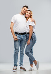 Image showing portrait of happy couple in white t-shirts