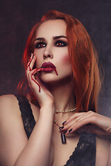 Image showing Beautiful vampire young woman