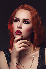 Image showing Beautiful vampire young woman