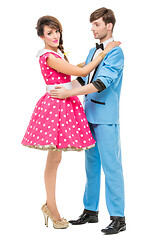 Image showing doll looking boy and girl