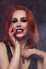 Image showing Beautiful vampire young woman