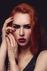 Image showing Beautiful vampire young woman