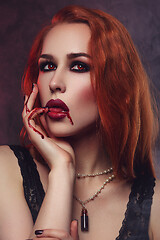 Image showing Beautiful vampire young woman