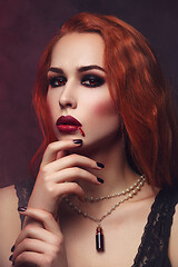 Image showing Beautiful vampire young woman