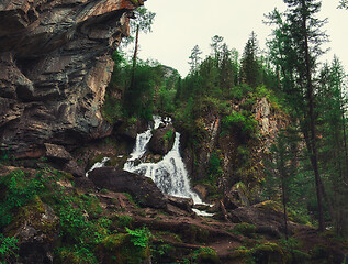 Image showing Waterfall in Altai Mountains